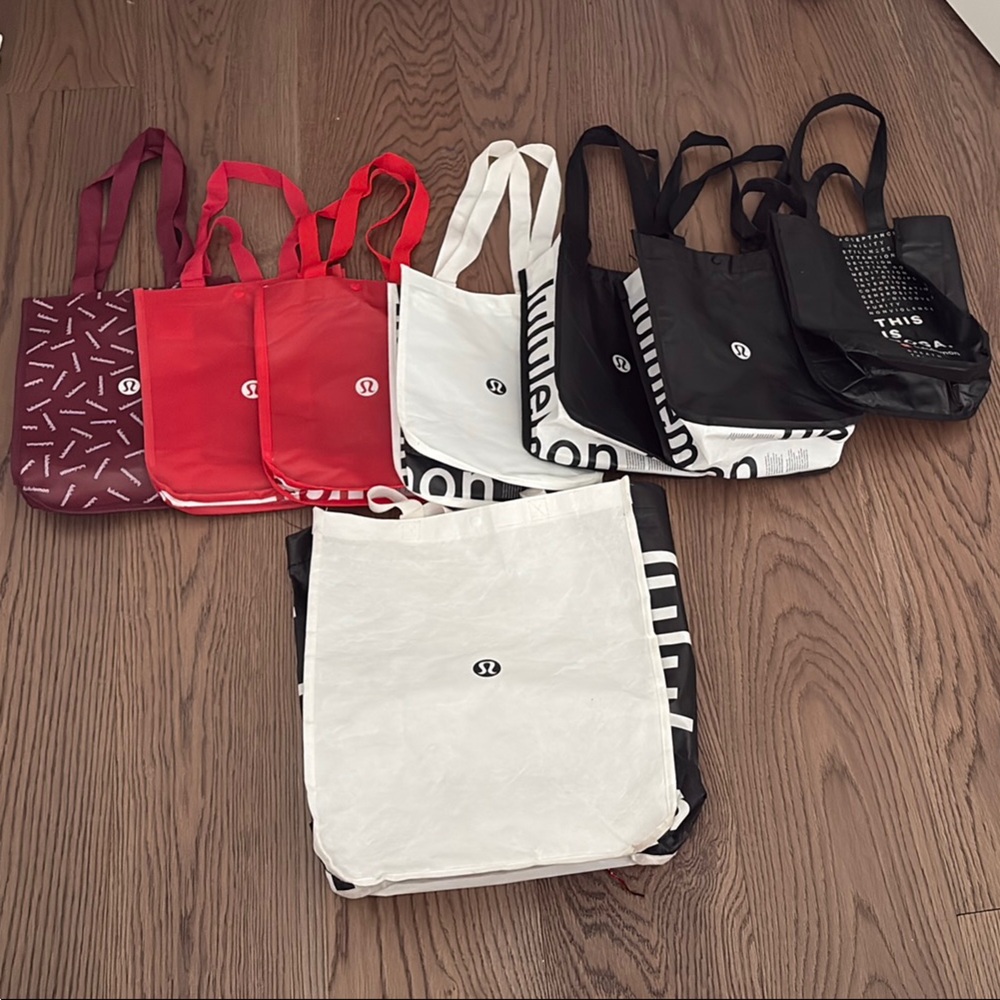 Lululemon Athletica Red and White Shopping Bag Collection